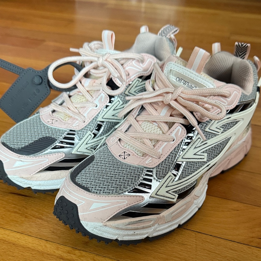 Off-White Pink and Black Athletic Shoes